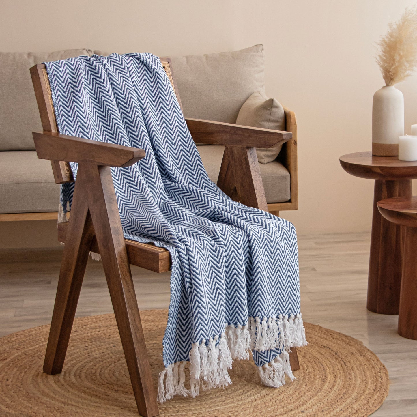 Tessitura Blue Chevron - Throw