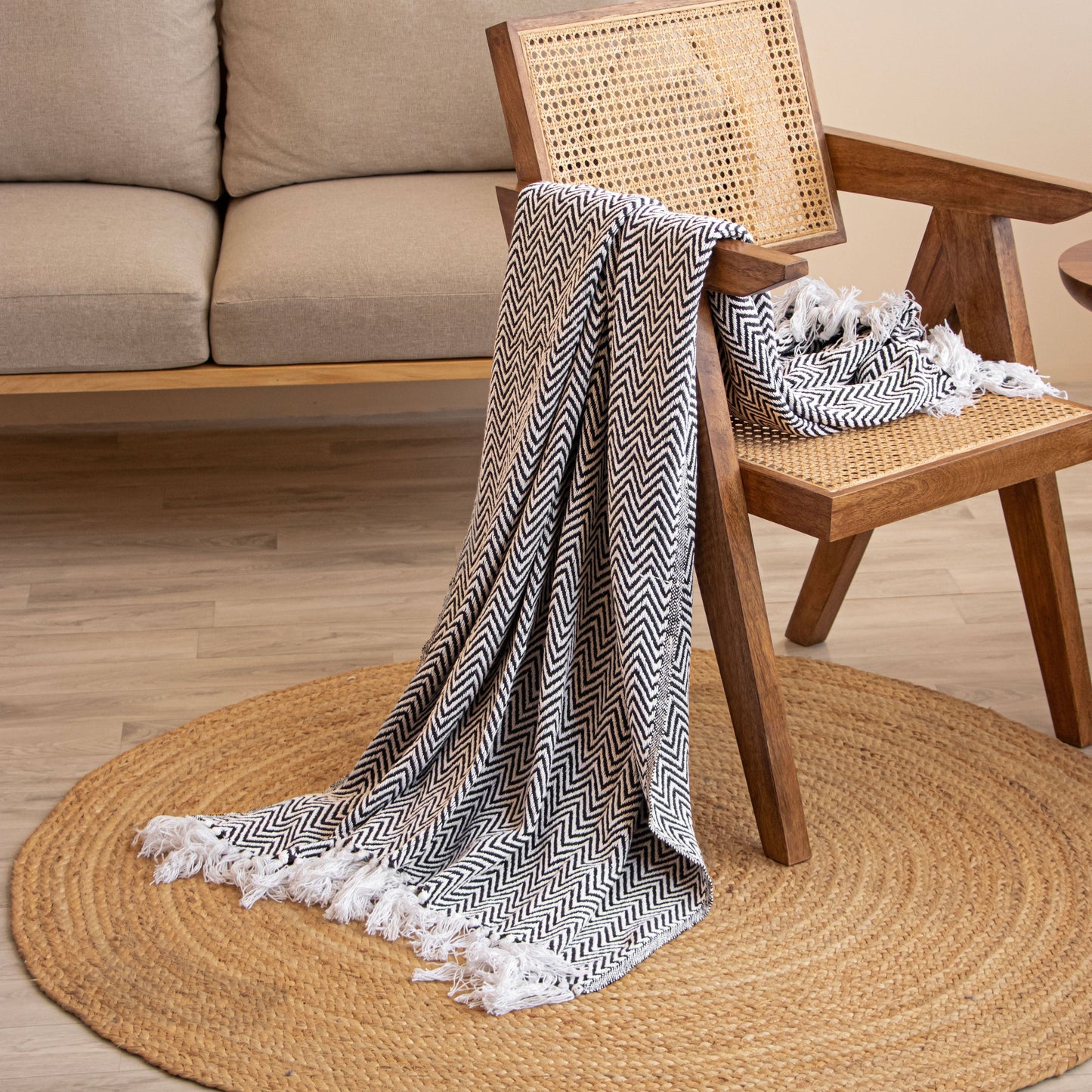 Tessitura Black Chevron - Throw