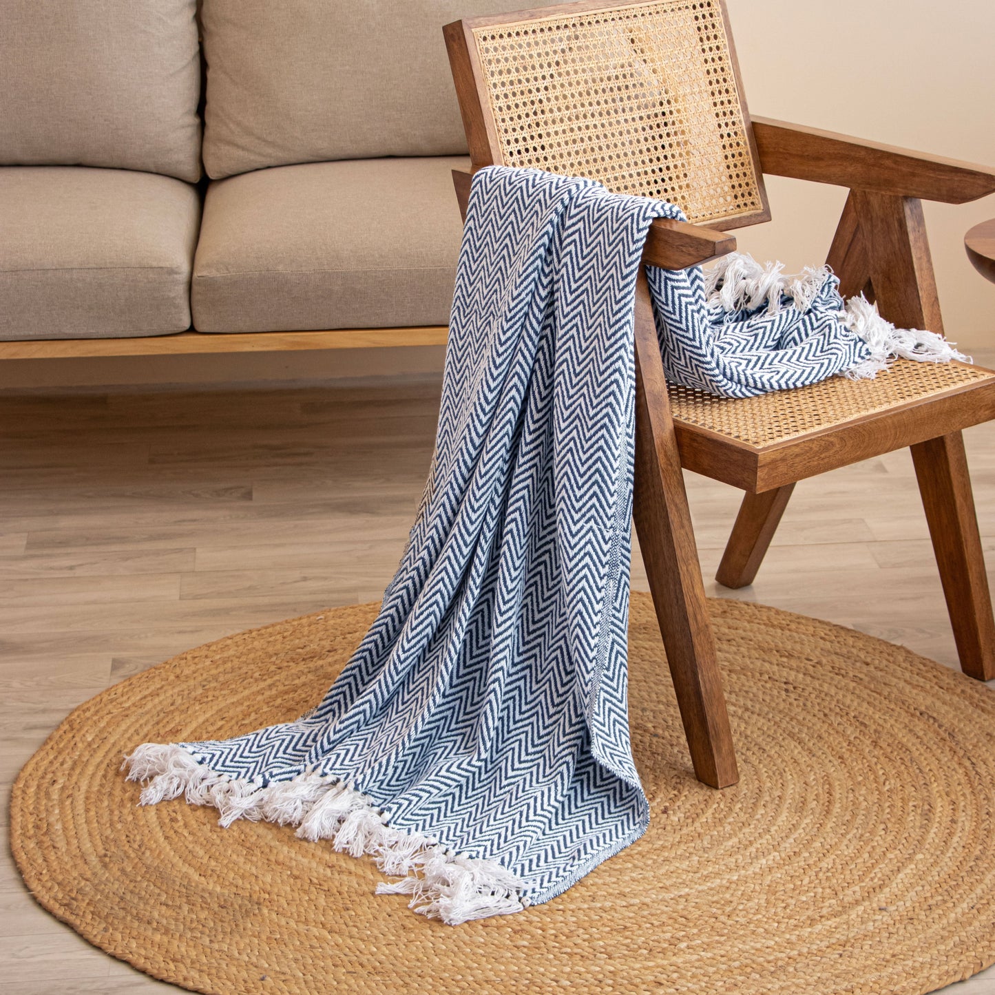 Tessitura Blue Chevron - Throw
