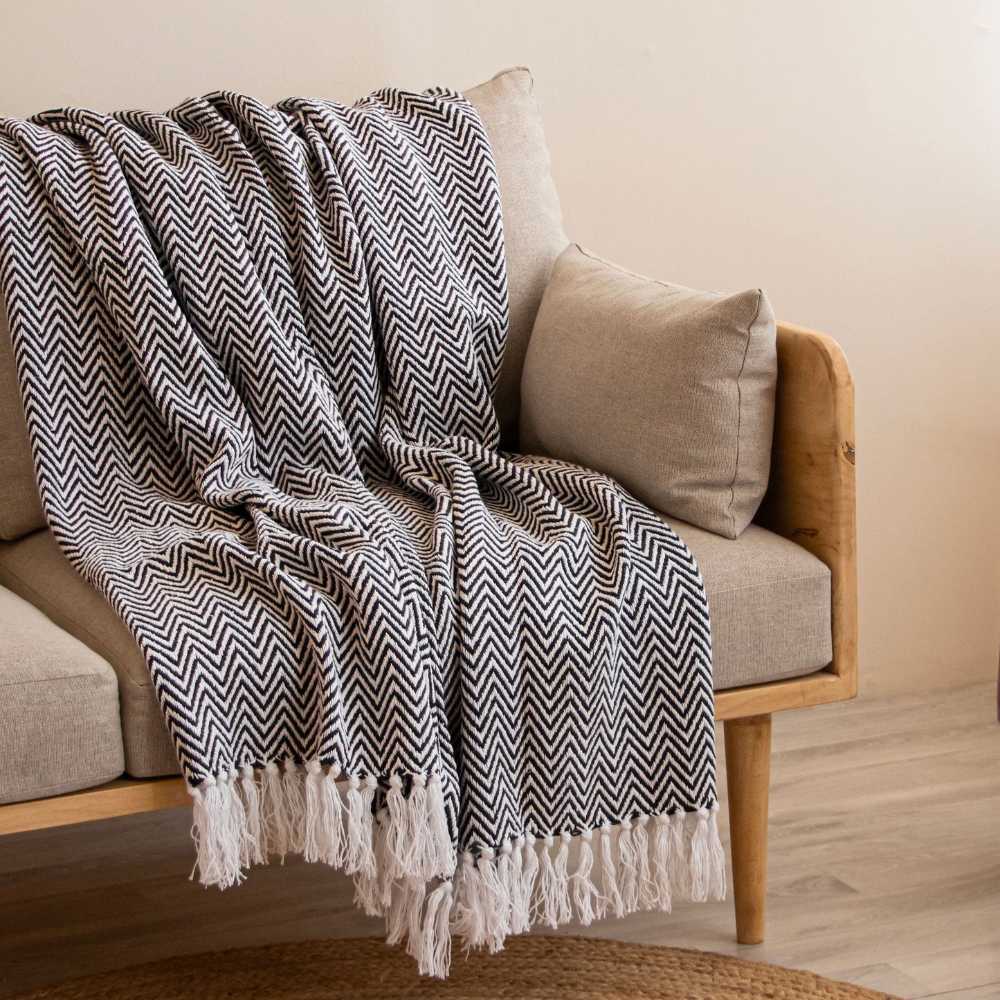 Tessitura Black Chevron - Throw