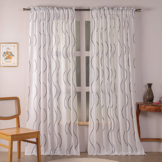Imprimer Wavy Rhythm - Sheer Curtain Rod PocketPrinted Sheer Curtain