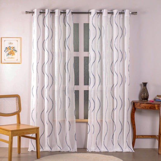 Imprimer Wavy Rhythm - Sheer CurtainPrinted Sheer Curtain