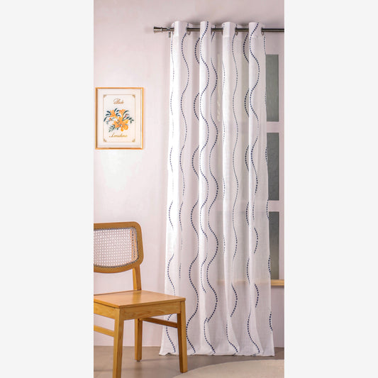Imprimer Wavy Rhythm - Sheer CurtainPrinted Sheer Curtain