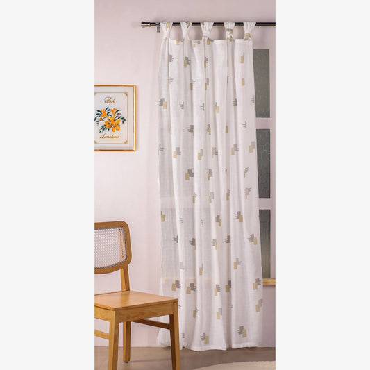Imprimer Modern Mosaic - Twist Tab Top Sheer CurtainPrinted Sheer Curtain