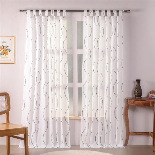 Imprimer Wavy Rhythm - Loop Sheer CurtainPrinted Sheer Curtain