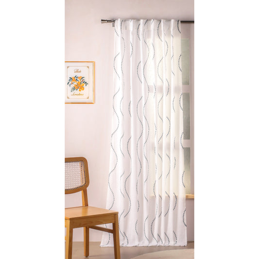 Imprimer Wavy Rhythm - Back Tab Sheer CurtainPrinted Sheer Curtain