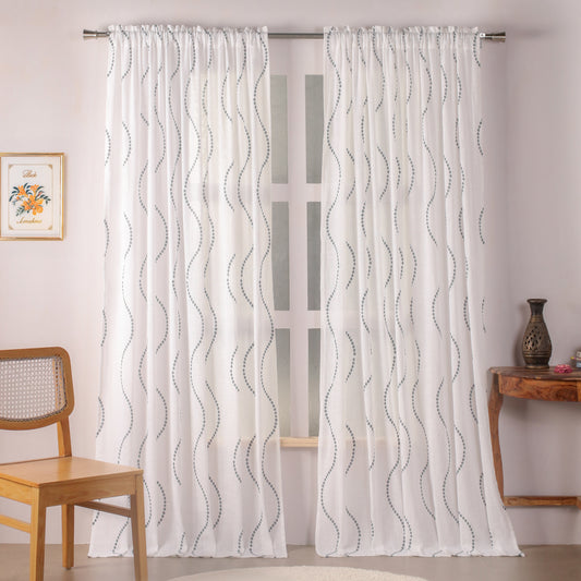 Imprimer Wavy Rhythm - Sheer Curtain Rod PocketPrinted Sheer Curtain