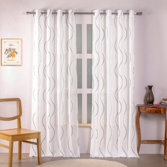 Imprimer Wavy Rhythm - Sheer CurtainPrinted Sheer Curtain