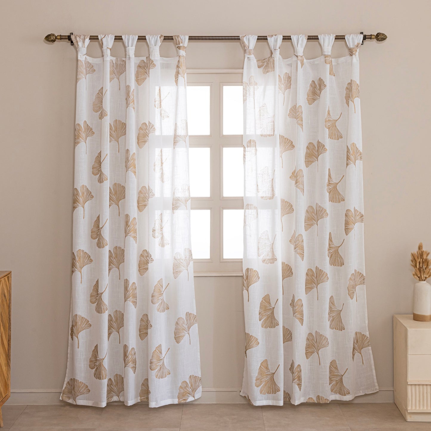 Imprimer Angular Bloom - Twist Tab Top Sheer Curtain