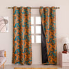Imprimer Abstract - Digital Printed Blackout Curtain (Turquoise & Mustard)
