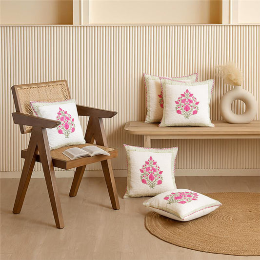 Ombre Berry - Hand Block Print Quilted Cushion Cover (Pink)cushion