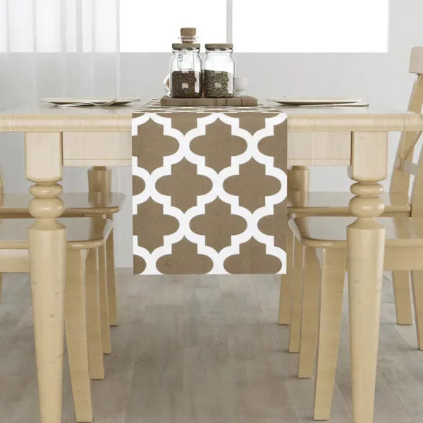 Imprimer Quatrefoil - Printed Dining Table Runner (Grey)