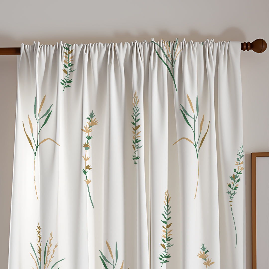 Leafscape Yellow & Green - Printed Rod Pocket Duck Curtain