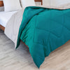 Fort - Box Stitch Duvet Comforter (Teal & Light Grey)