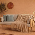 Premium Velvet Cushion Cover & Waffle Throw Combo Set