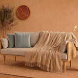 Premium Velvet Cushion Cover & Waffle Throw Combo Set