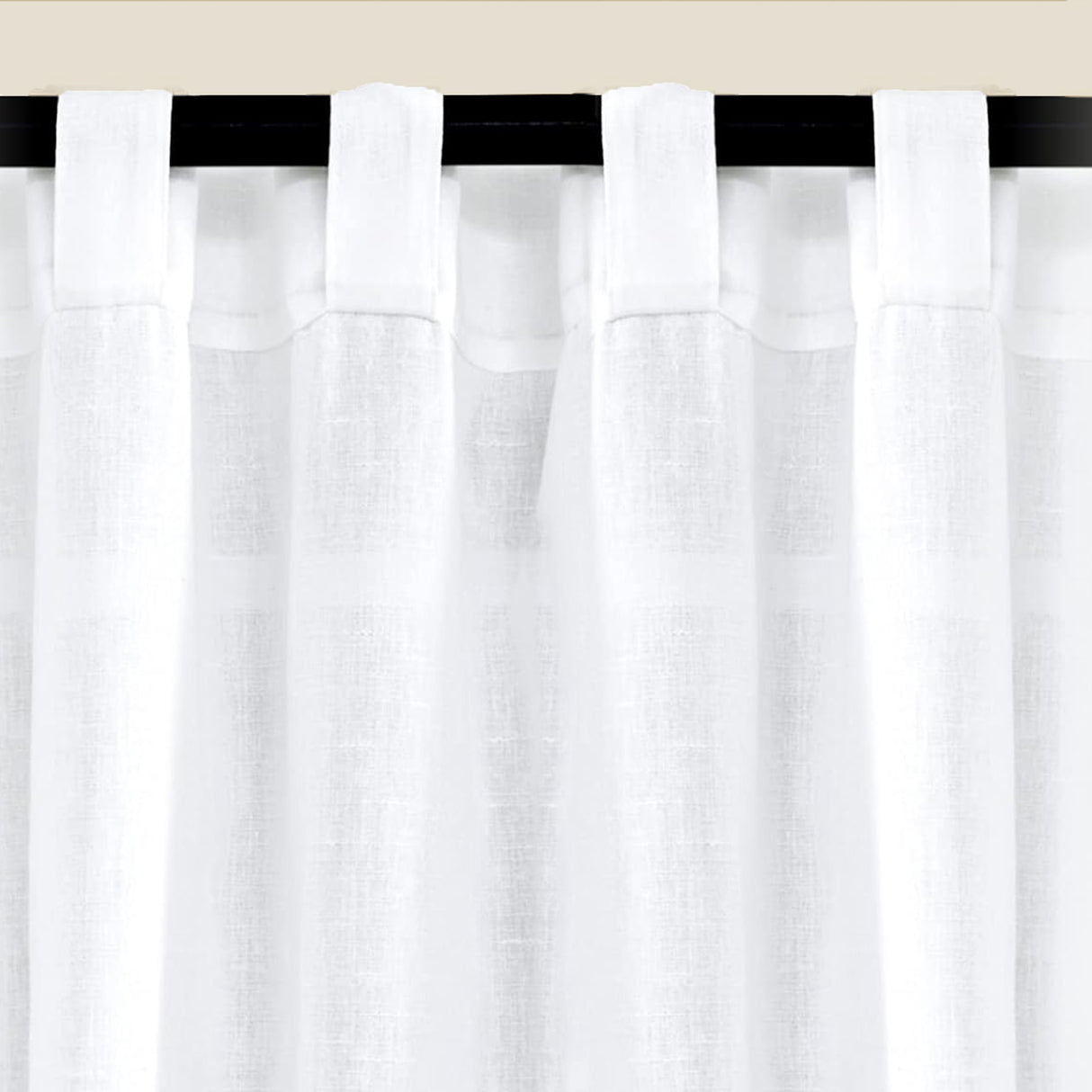 Fort Absolute - Back Tab Solid Sheer Curtain (White)