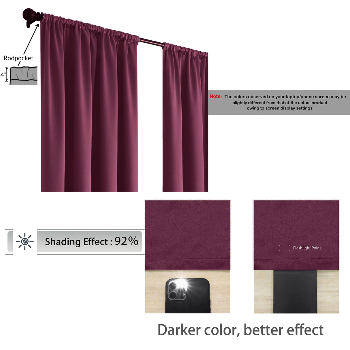 Fort Essential - Rod Pocket Blackout Curtain (Wine)