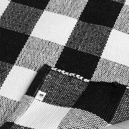 Breton Shadowplay - Plaid Rug Black & White