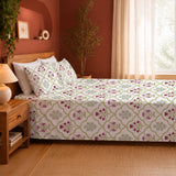 Spring Buds Pink - White Floral Bedsheet