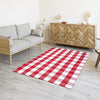 Breton Shadowplay - Plaid Rug (Red & White)